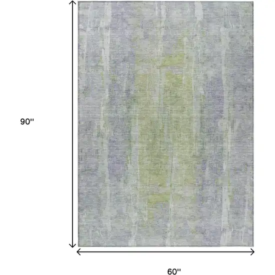 Plum And Green Abstract Washable Indoor Outdoor Area Rug Photo 3