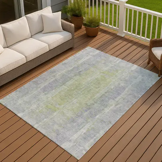 Plum And Green Abstract Washable Indoor Outdoor Area Rug Photo 7