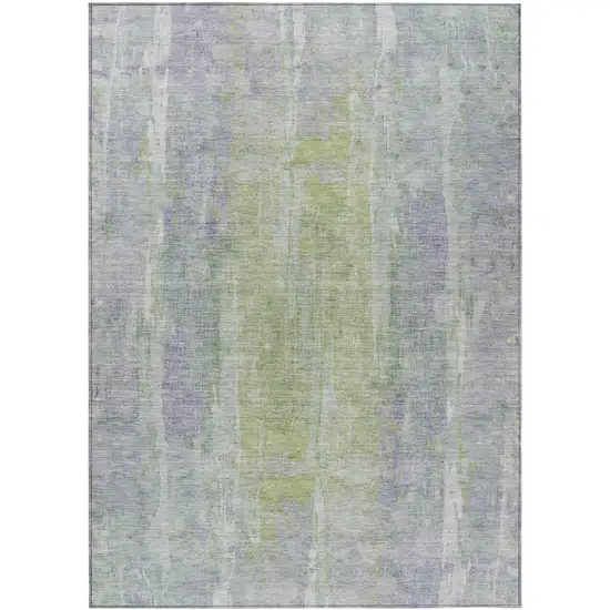 Plum And Green Abstract Washable Indoor Outdoor Area Rug Photo 2