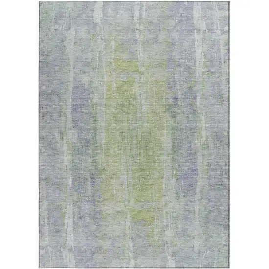 Plum And Green Abstract Washable Indoor Outdoor Area Rug Photo 4