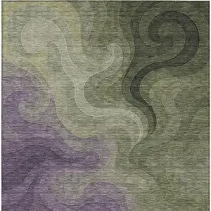 Photo of Plum And Green Abstract Washable Indoor Outdoor Area Rug