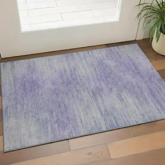 Plum And Ivory Abstract Washable Area Rug With UV Protection Photo 1