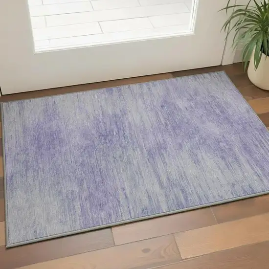 Plum And Ivory Abstract Washable Area Rug With UV Protection Photo 2