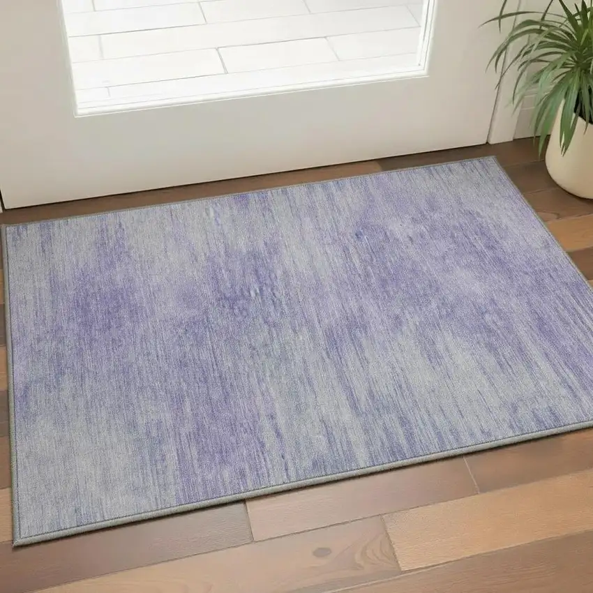 Plum And Ivory Abstract Washable Area Rug With UV Protection Photo 2