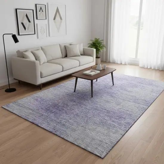 Plum And Ivory Abstract Washable Area Rug With UV Protection Photo 2