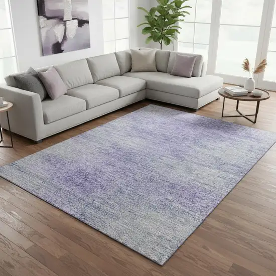 Plum And Ivory Abstract Washable Area Rug With UV Protection Photo 2