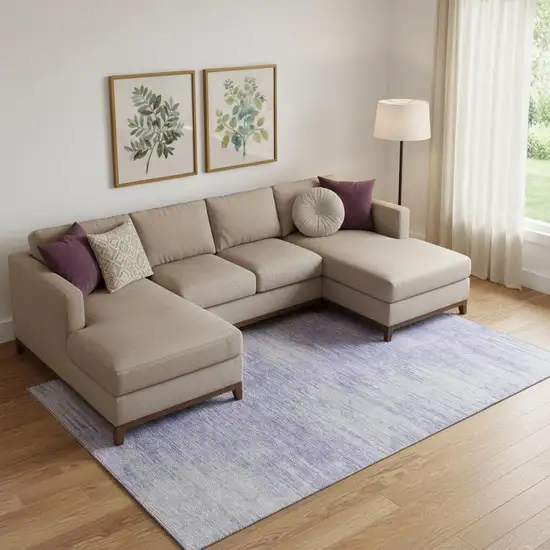 Plum And Ivory Abstract Washable Area Rug With UV Protection Photo 1