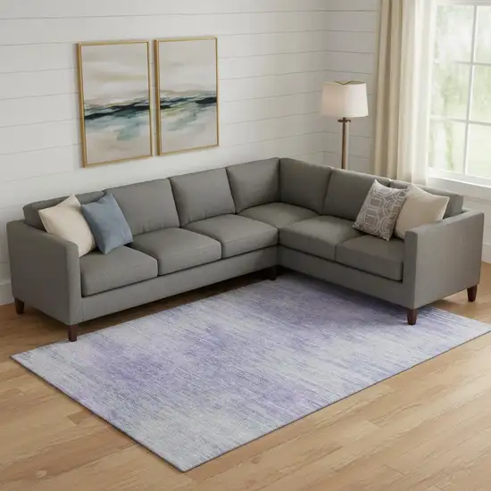 Plum And Ivory Abstract Washable Area Rug With UV Protection Photo 1