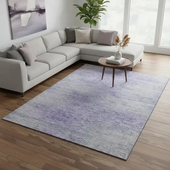Plum And Ivory Abstract Washable Area Rug With UV Protection Photo 2