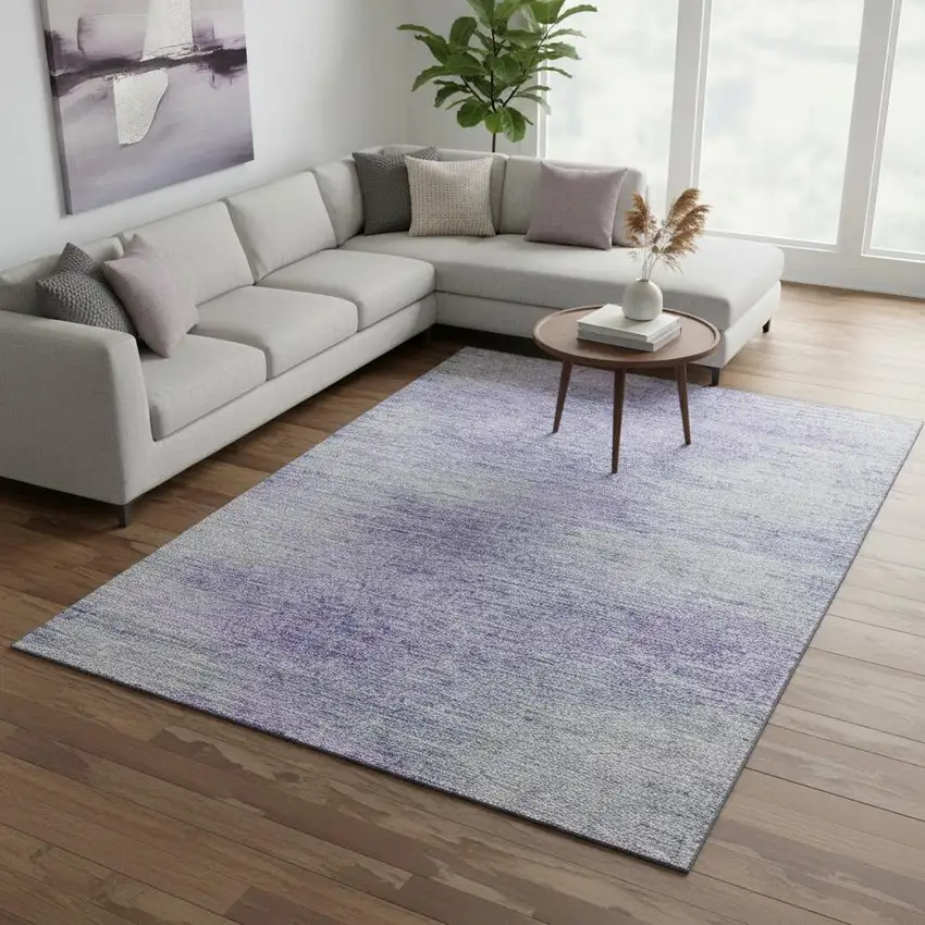 Plum And Ivory Abstract Washable Area Rug With UV Protection Photo 2