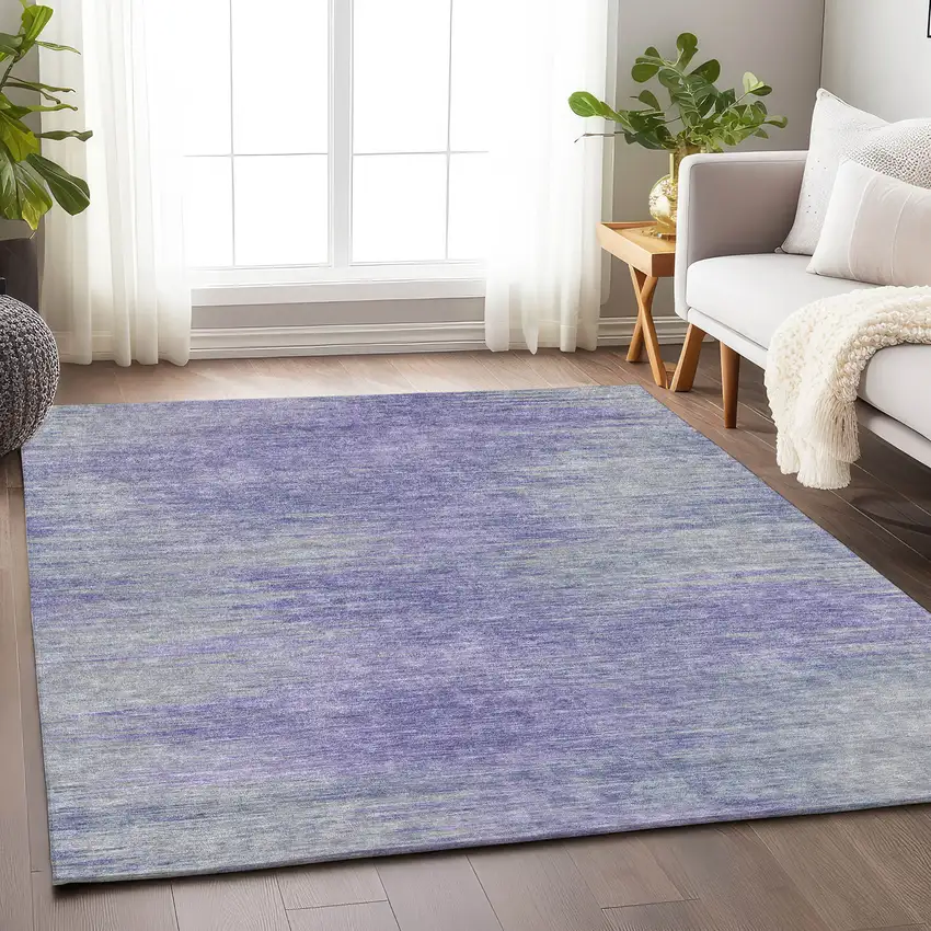 Plum And Ivory Abstract Washable Area Rug With UV Protection Photo 6