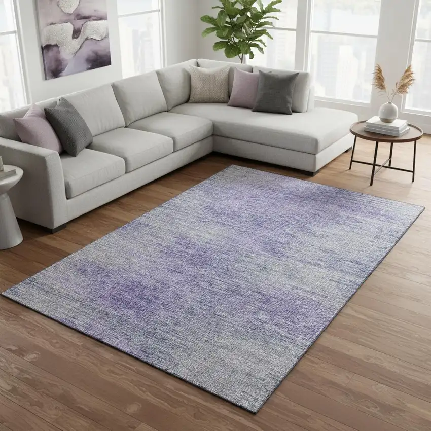 Plum And Ivory Abstract Washable Area Rug With UV Protection Photo 2
