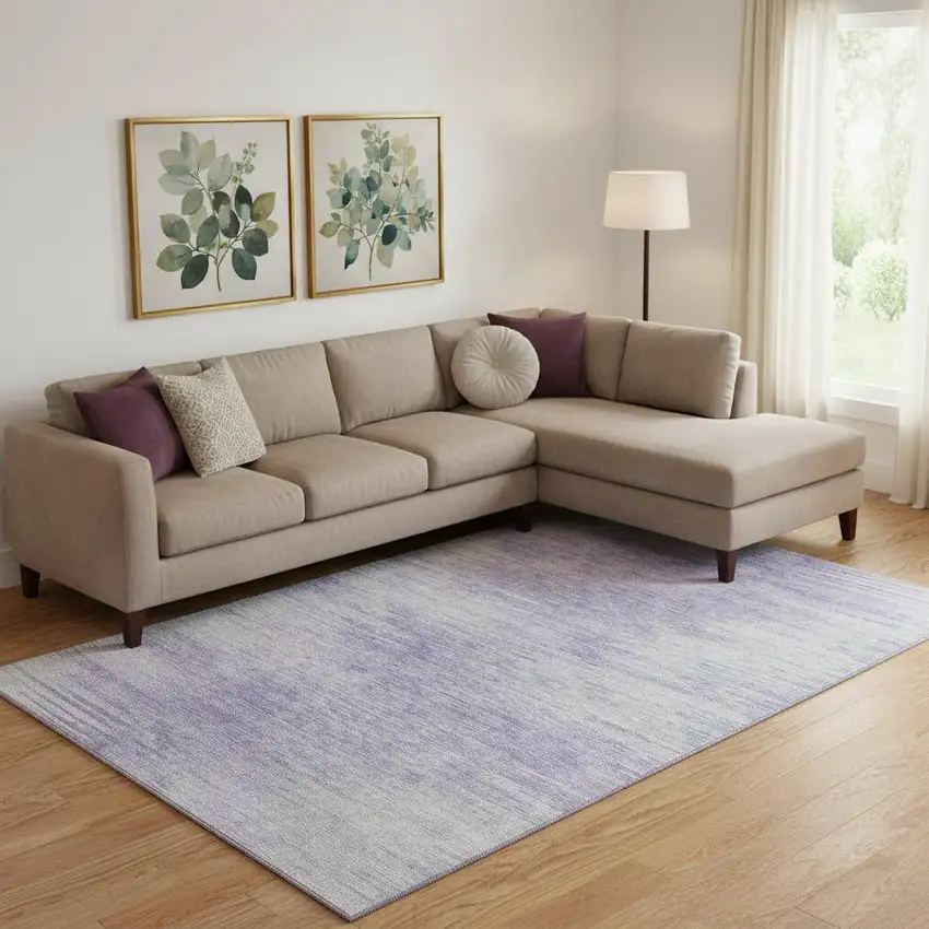 Plum And Ivory Abstract Washable Area Rug With UV Protection Photo 1