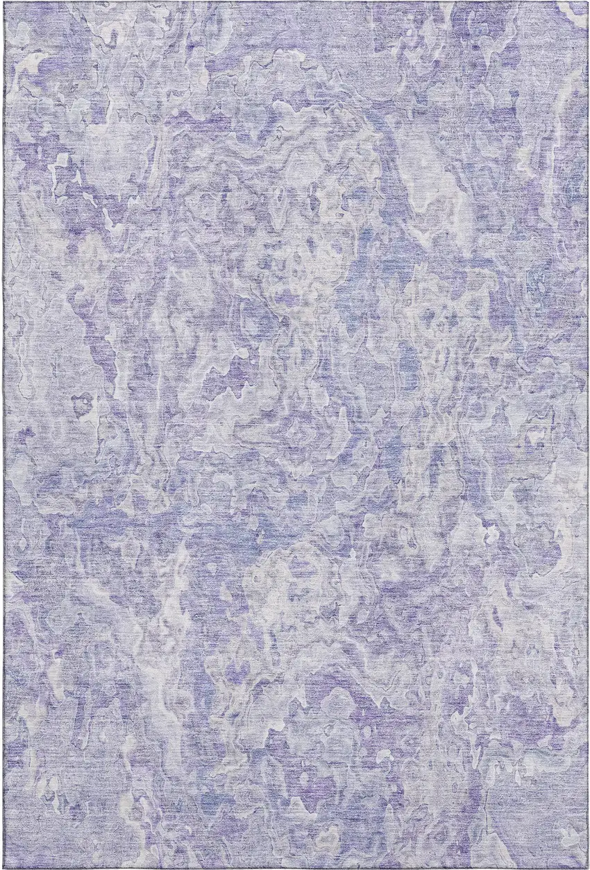 Plum And Ivory Abstract Washable Area Rug With UV Protection Photo 1