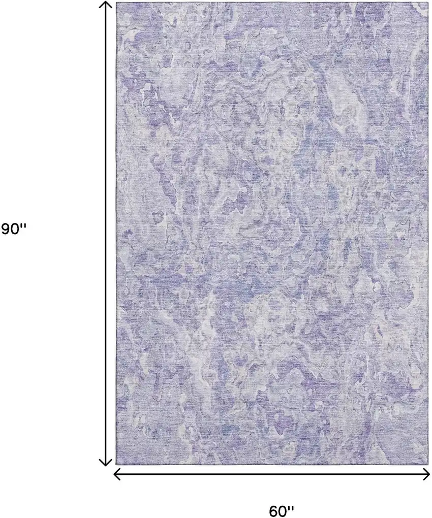 Plum And Ivory Abstract Washable Area Rug With UV Protection Photo 3