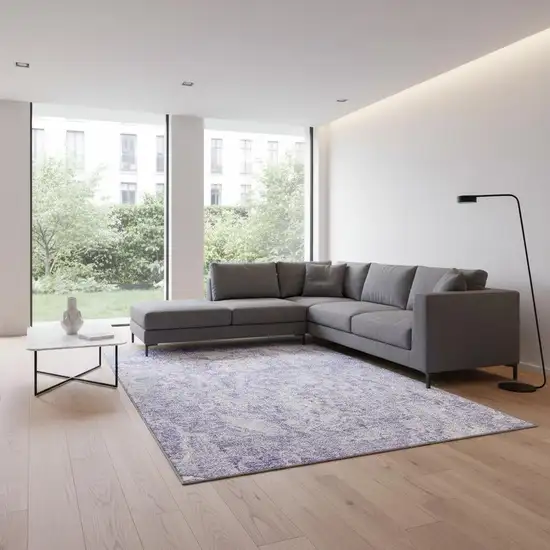 Plum And Ivory Abstract Washable Area Rug With UV Protection Photo 2