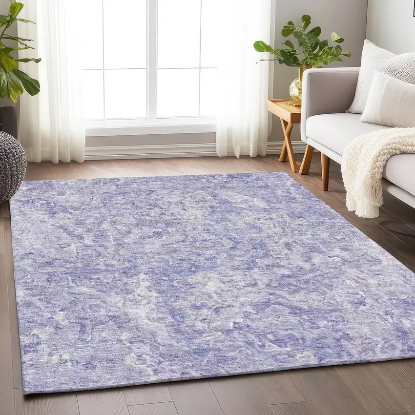 Plum And Ivory Abstract Washable Area Rug With UV Protection Photo 6