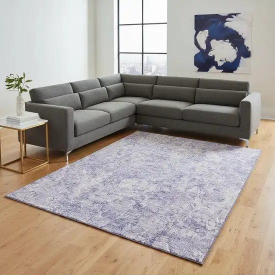 Plum And Ivory Abstract Washable Area Rug With UV Protection Photo 2