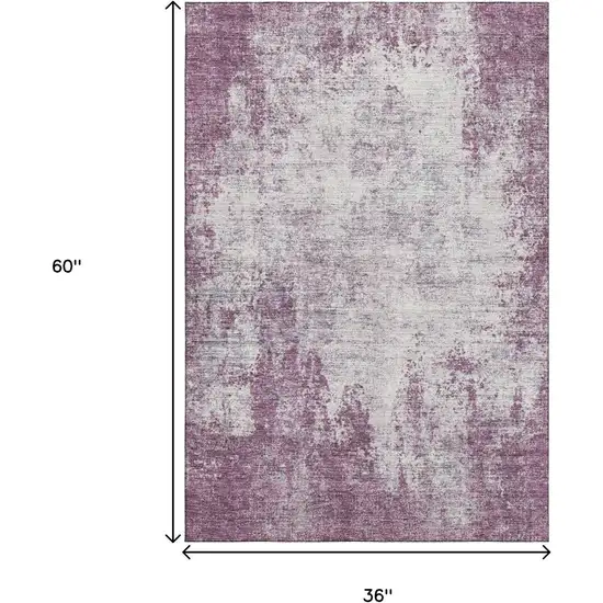 Plum And Ivory Abstract Washable Area Rug With UV Protection Photo 9