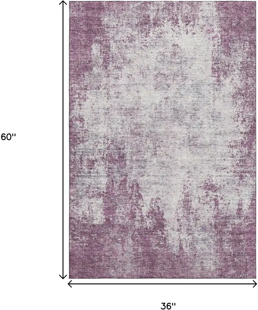 Plum And Ivory Abstract Washable Area Rug With UV Protection Photo 9