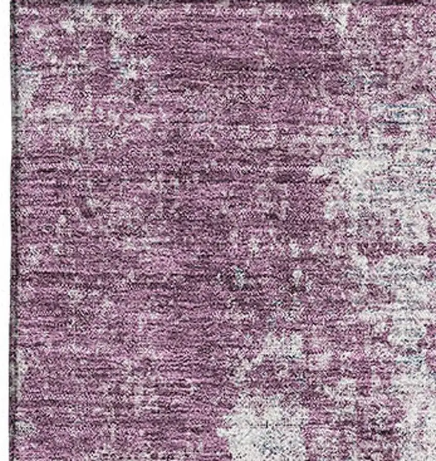 Plum And Ivory Abstract Washable Area Rug With UV Protection Photo 4