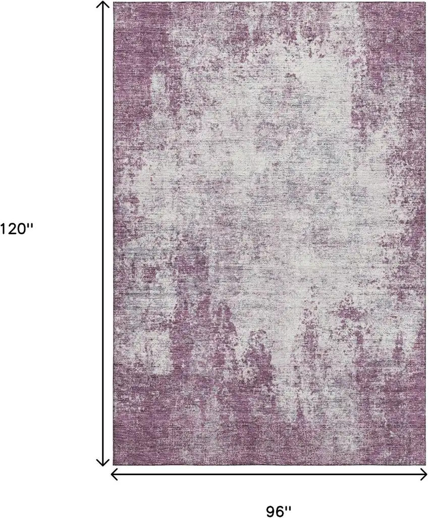 Plum And Ivory Abstract Washable Area Rug With UV Protection Photo 8