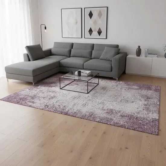 Plum And Ivory Abstract Washable Area Rug With UV Protection Photo 2