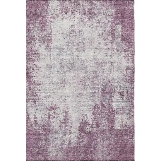 Plum And Ivory Abstract Washable Area Rug With UV Protection Photo 3