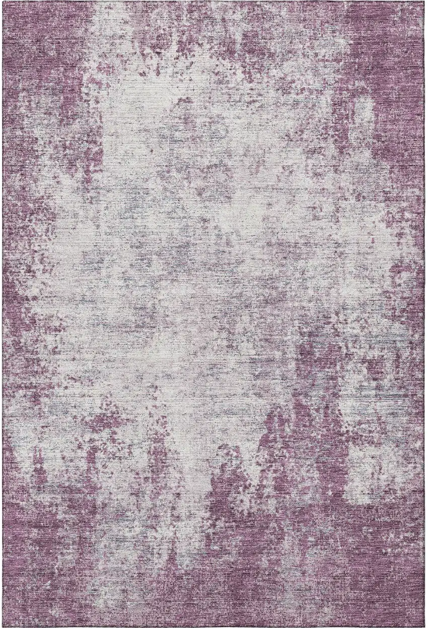 Plum And Ivory Abstract Washable Area Rug With UV Protection Photo 3