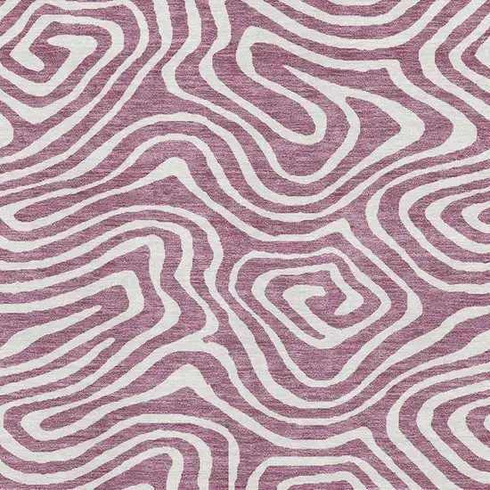 Plum And Ivory Abstract Washable Area Rug With UV Protection Photo 2