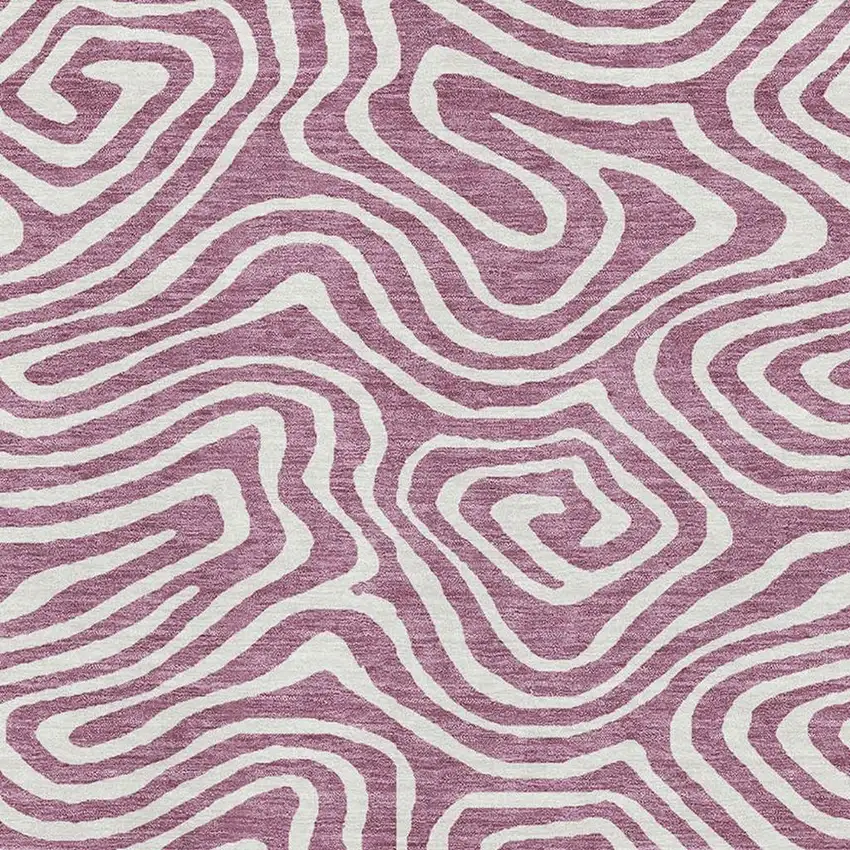 Plum And Ivory Abstract Washable Area Rug With UV Protection Photo 2