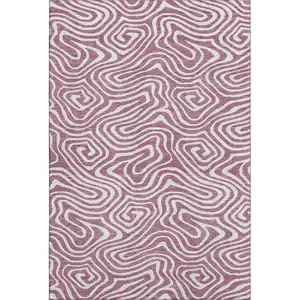 Photo of Plum And Ivory Abstract Washable Area Rug With UV Protection
