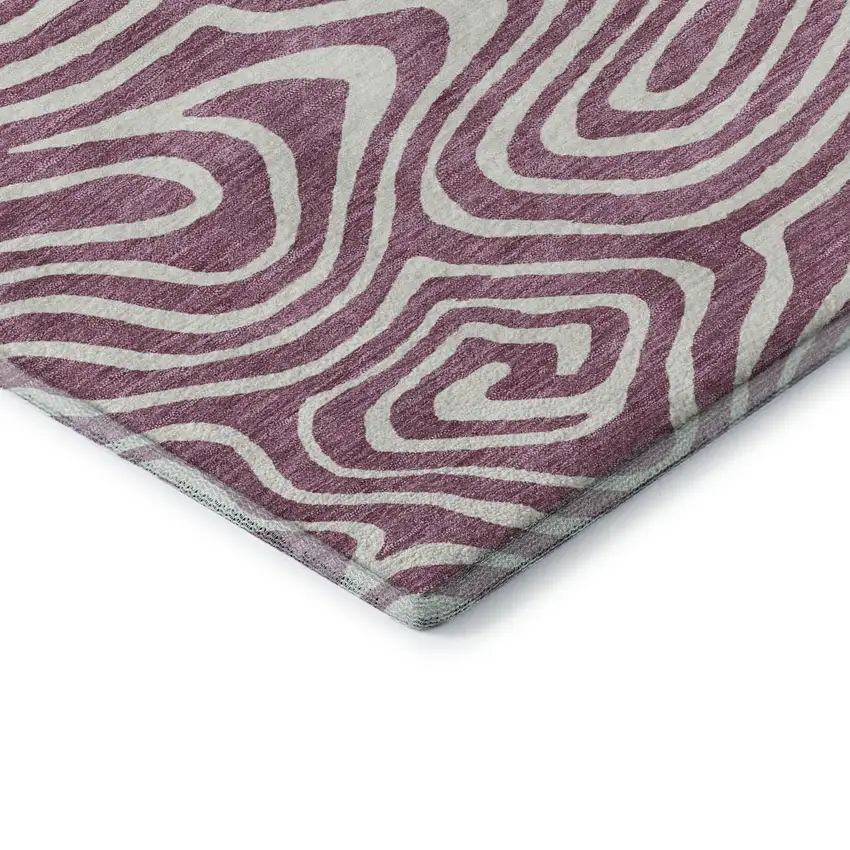 Plum And Ivory Abstract Washable Area Rug With UV Protection Photo 7