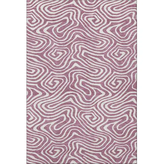 Plum And Ivory Abstract Washable Area Rug With UV Protection Photo 3