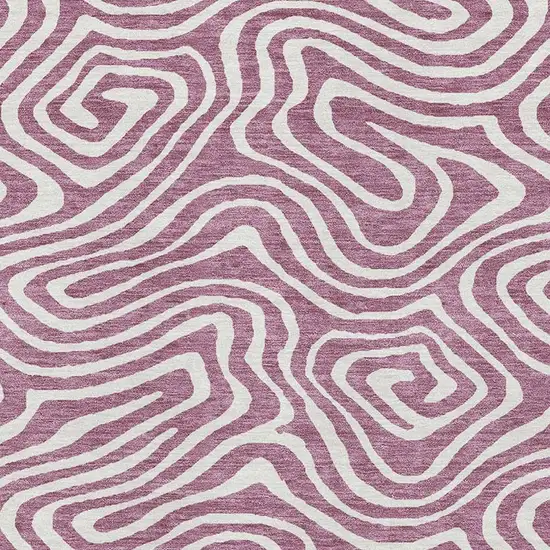 Plum And Ivory Abstract Washable Area Rug With UV Protection Photo 2