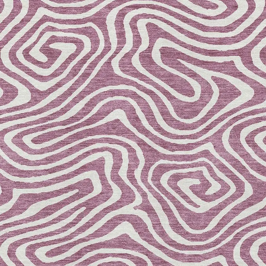 Plum And Ivory Abstract Washable Area Rug With UV Protection Photo 2