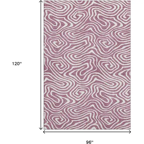 Plum And Ivory Abstract Washable Area Rug With UV Protection Photo 8