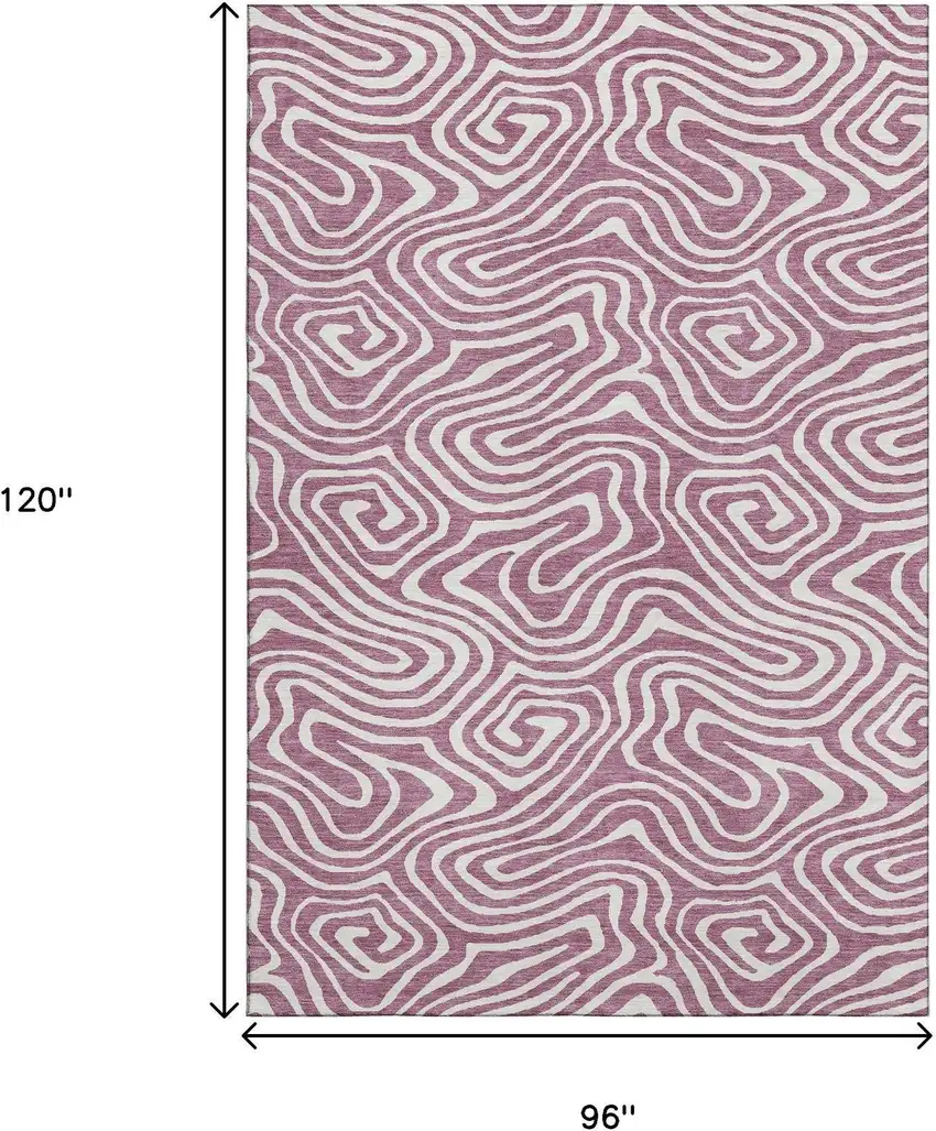 Plum And Ivory Abstract Washable Area Rug With UV Protection Photo 8
