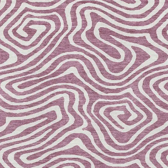 Plum And Ivory Abstract Washable Area Rug With UV Protection Photo 2