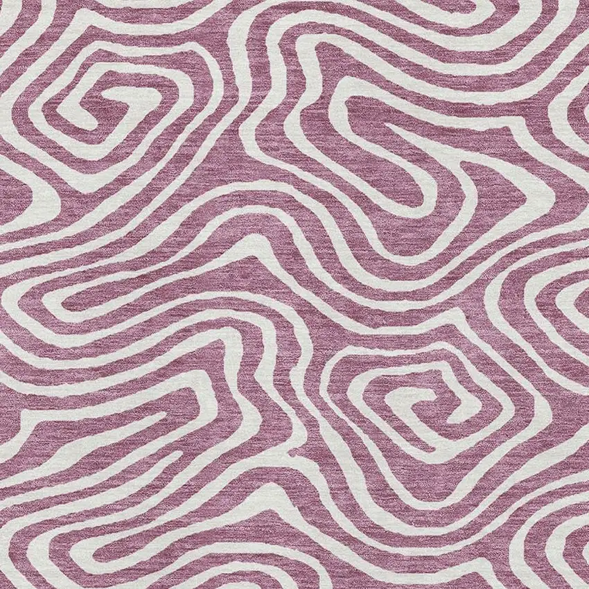 Plum And Ivory Abstract Washable Area Rug With UV Protection Photo 2