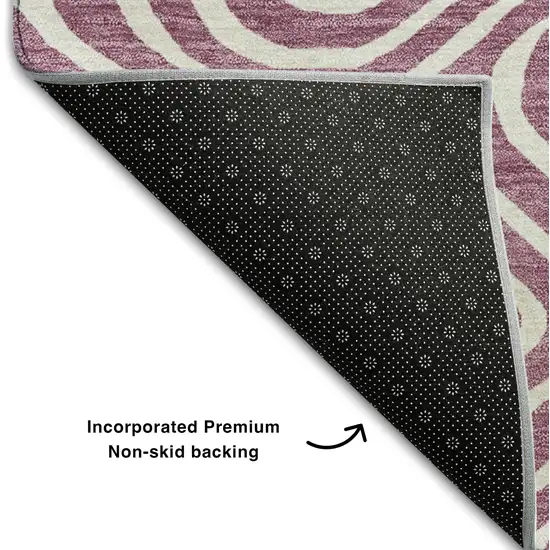 Plum And Ivory Abstract Washable Area Rug With UV Protection Photo 6