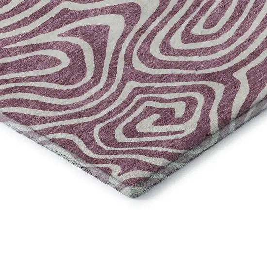 Plum And Ivory Abstract Washable Area Rug With UV Protection Photo 7
