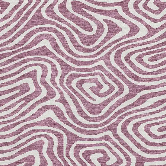 Plum And Ivory Abstract Washable Area Rug With UV Protection Photo 2