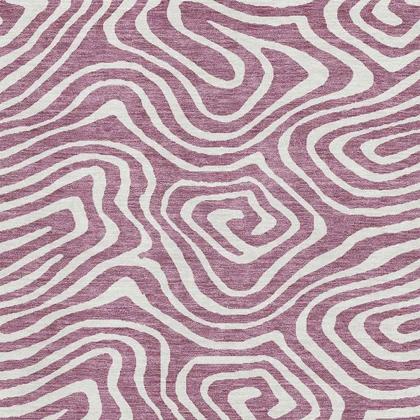 Plum And Ivory Abstract Washable Area Rug With UV Protection Photo 2