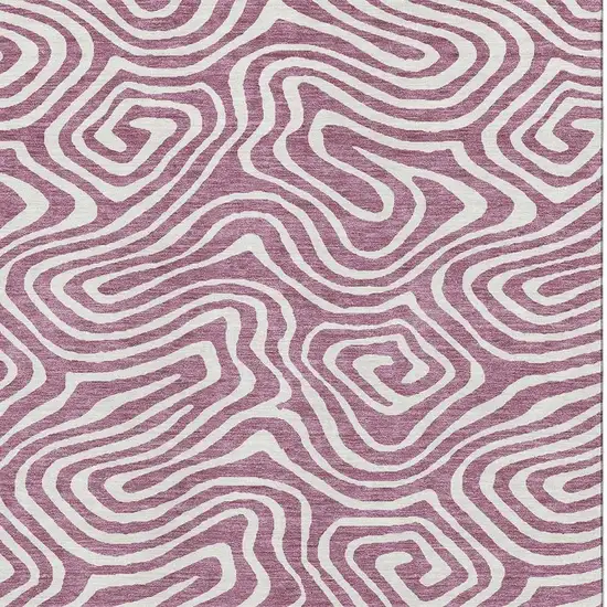 Plum And Ivory Abstract Washable Area Rug With UV Protection Photo 3