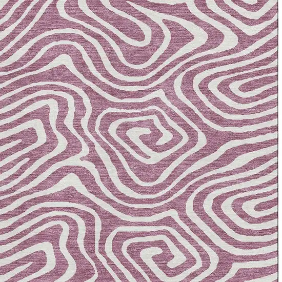 Plum And Ivory Abstract Washable Area Rug With UV Protection Photo 2