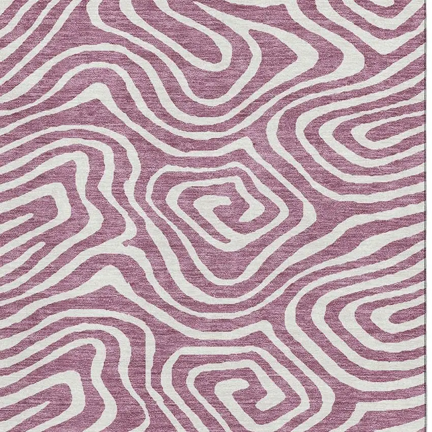 Plum And Ivory Abstract Washable Area Rug With UV Protection Photo 2