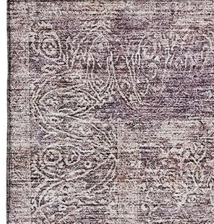Plum And Ivory Abstract Washable Area Rug With UV Protection Photo 5