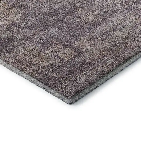 Plum And Ivory Abstract Washable Area Rug With UV Protection Photo 5