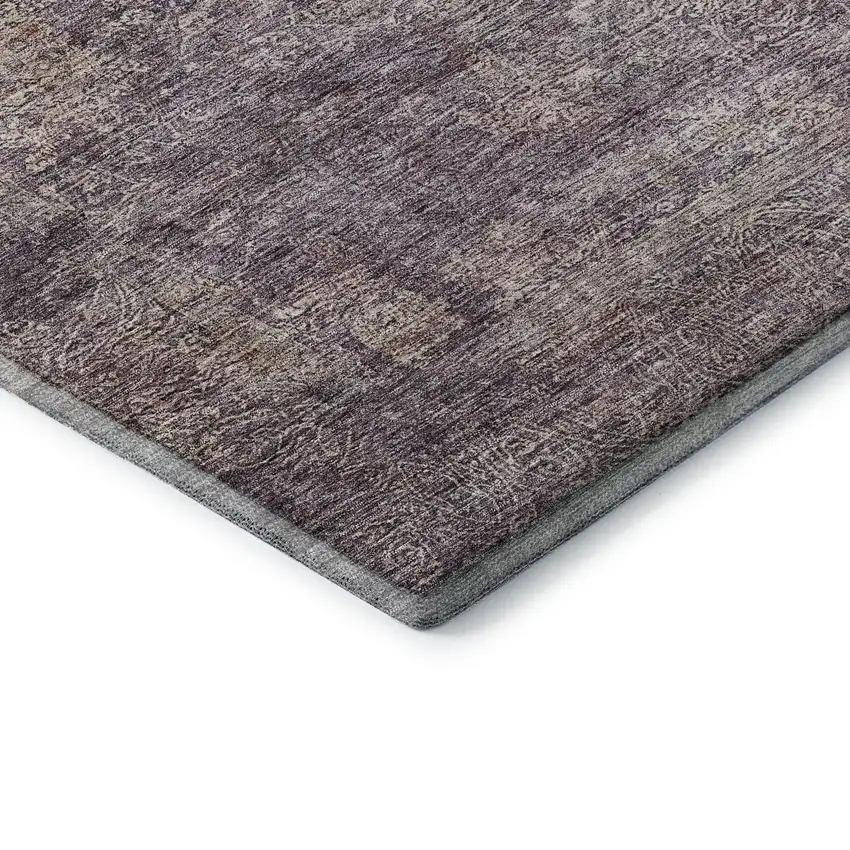 Plum And Ivory Abstract Washable Area Rug With UV Protection Photo 5